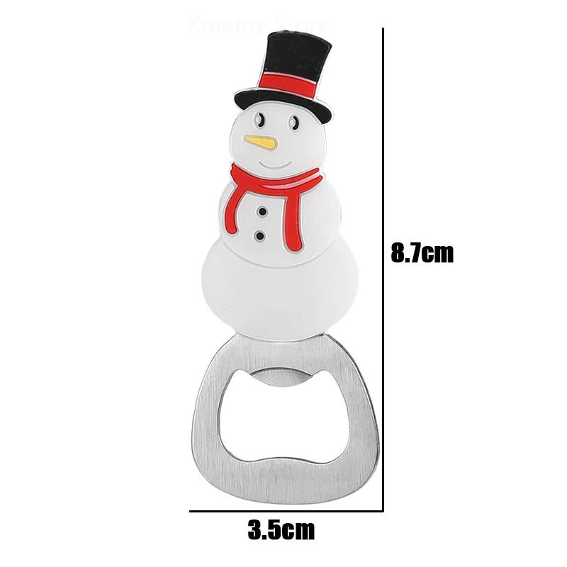 Christmas Magnetic Bottle Opener Santa Snowman Elk Beer Eagle Silicone Stainless Steel Beer Openers Fridge Magnets Kitchen Tools