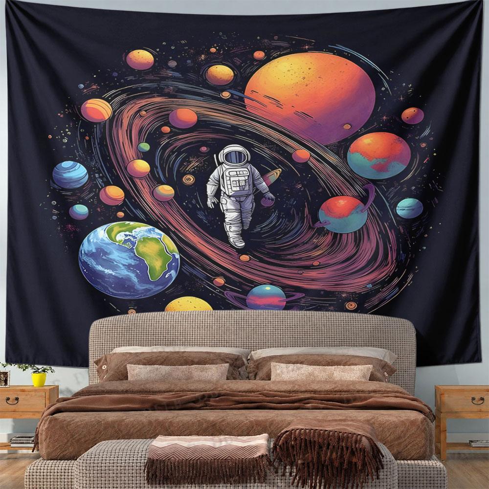 Astronaut Floating in Colorful Space Pattern Wall Hanging Tapestry Decorative Tapestry Home Decor for Bedroom and Living Room