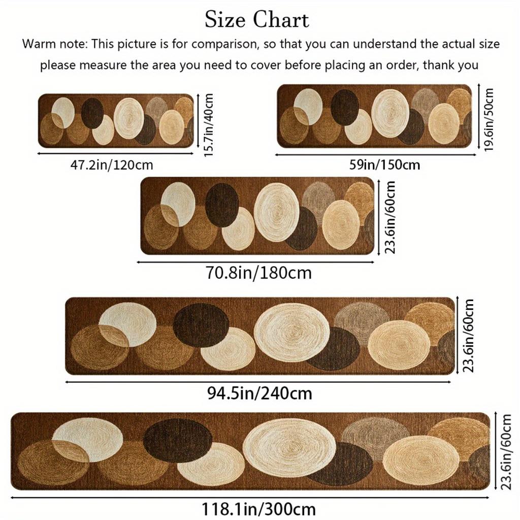 1 Stück Anti-Ermüdungs-Küchenteppiche Brauner Ton Rundes Muster Wasserdicht Rutschfest Dick Gepolsterte Küchenmatte Strapazierfähige Komfort-Standmatte Flur Läufer