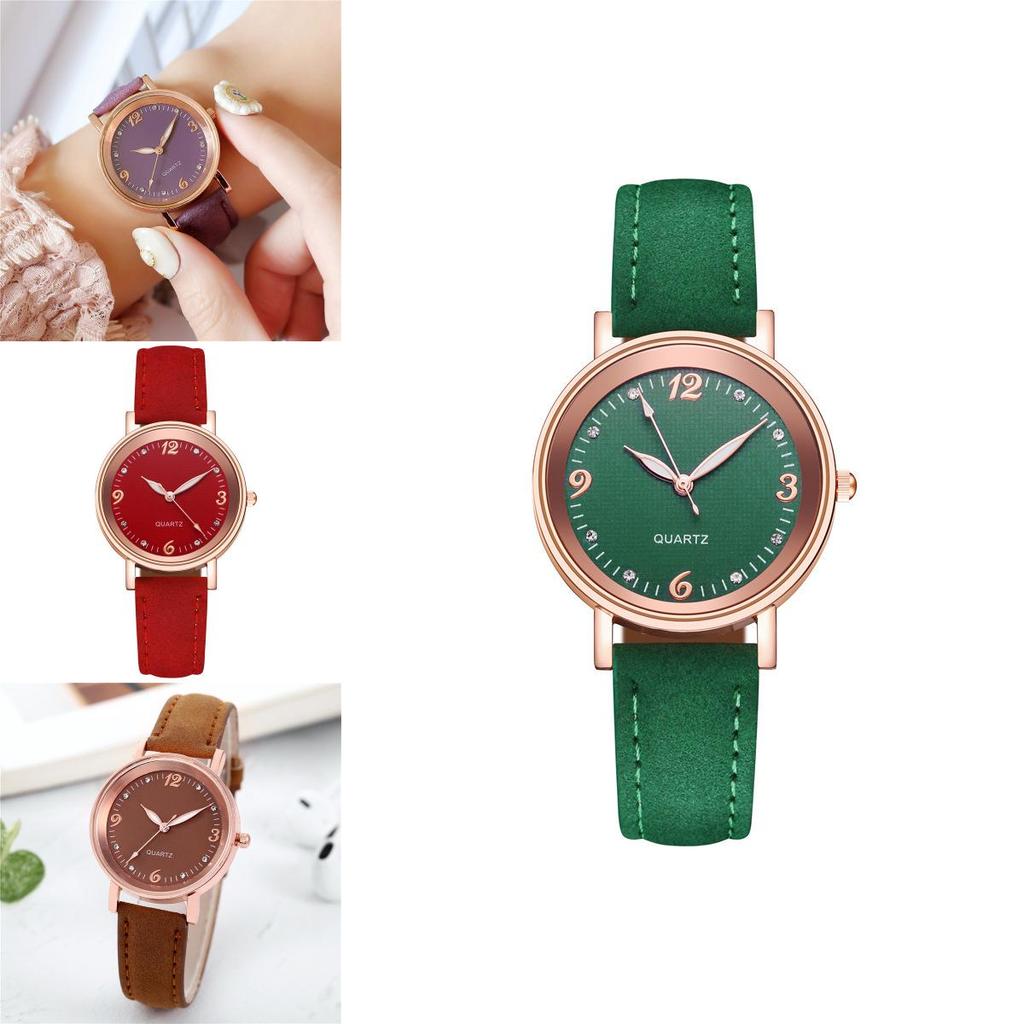 Modische Damen-Quarzuhr mit dekorativem Nachtlicht und Lederarmband