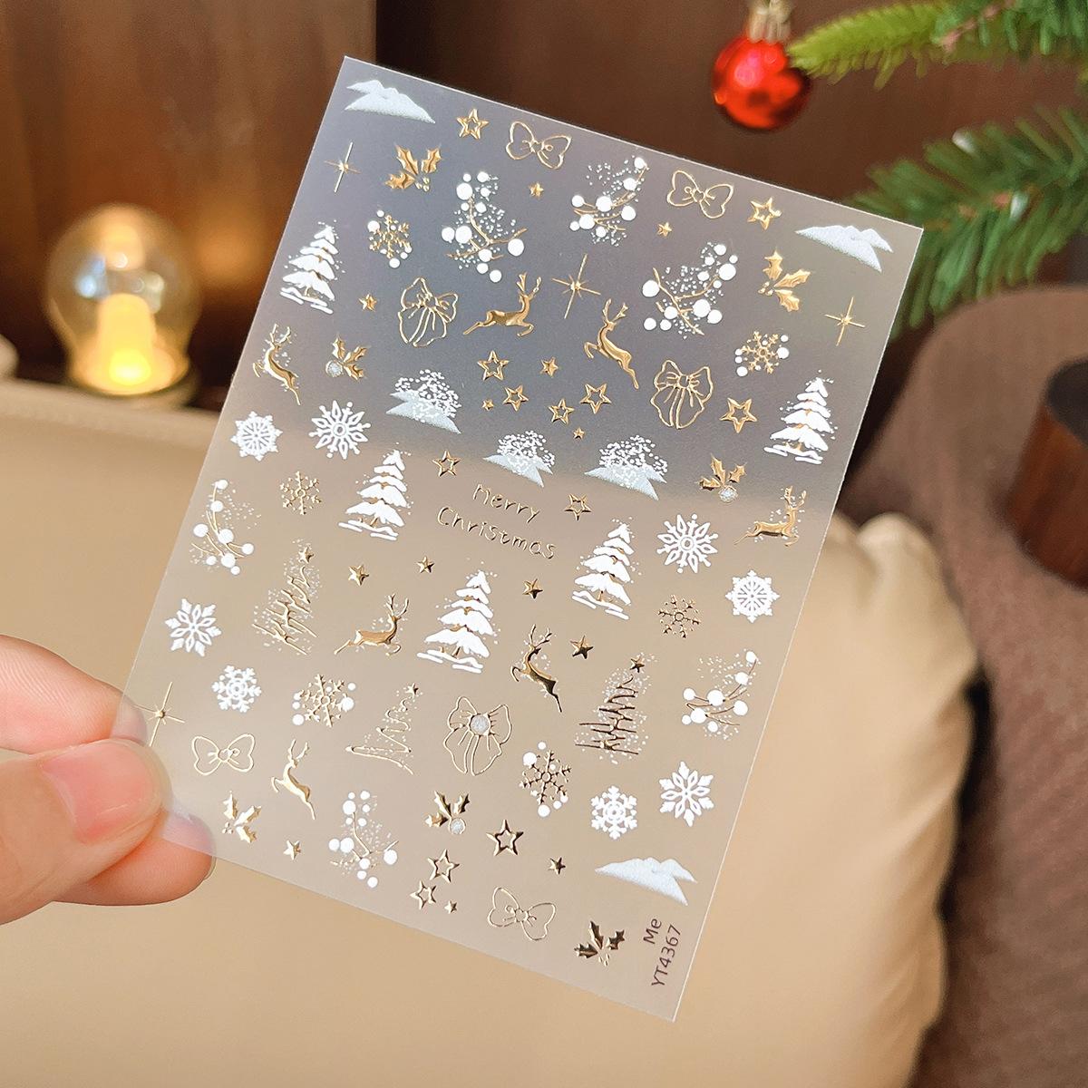 

BEPAN Christmas Tree Snowflake Nail Sticker Water Decal Nail Art Sticker Press on Cute Expression Decal Stickers Nail Decoration