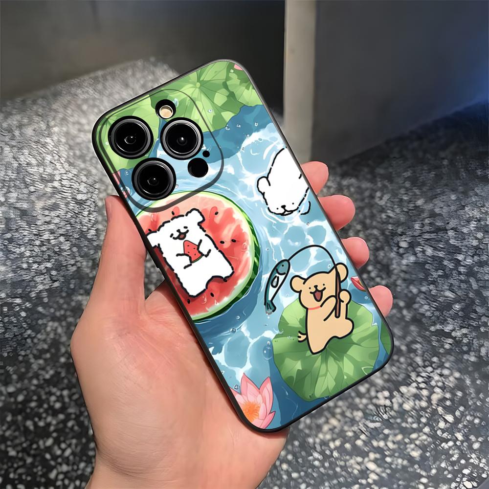 Korea Line Puppy Maltese Phone Case For 15 Pro Max Iphone 14 Pro Max 12 15 Plus 13 Pro 11 Xr X Xs 8 7 Plus Silicone Back Cover