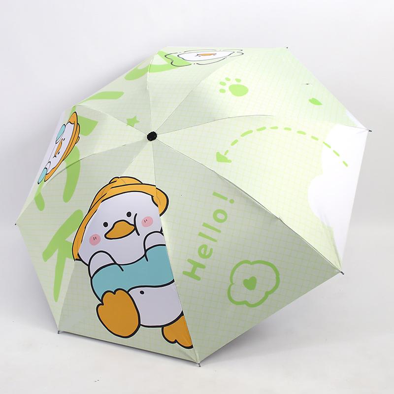 Soft Cute Cartoon Cute Dudu Duck Sun Umbrella Graffiti Vinyl Weather and Rain Umbrella Female Folding Convenient UV Protection