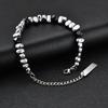 Fashion Hiphop Irregular Beaded Natural Stone Bracelets, Simple Vintage Stainless Steel Adjustable Bracelet for Men Jewelry
