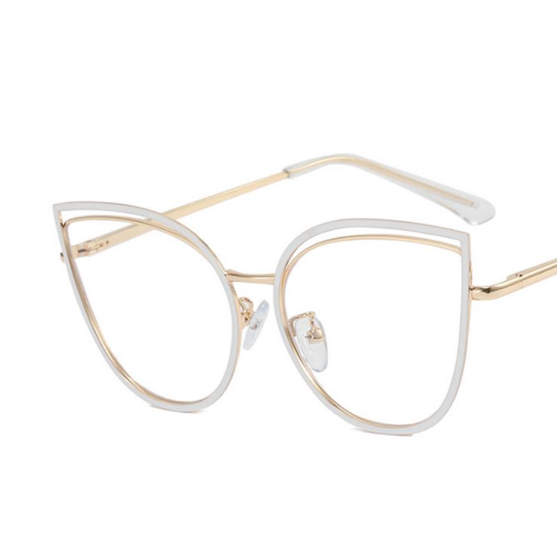 1.67 1.74 -8 to +8 Cutout Cat Eye Metal Frame Clear Glasses Fashion Myopia Nerd Spectacles