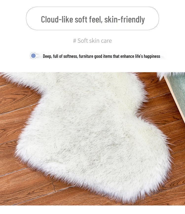 Modern Heart-Shaped Faux Wool Rug – Long Pile Mat for Bedroom & Living Room