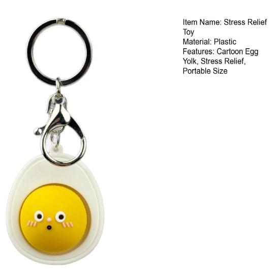 Cartoon Egg Yolk Clicker Keychain Half Egg Decompression Button Key Ring Backpack Schoolbag Hanging Decoration Bag Charm Purse Pendant