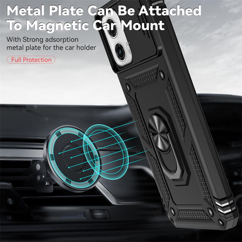 Pouzdro pro Motorola Moto G Power 5G 2023 Armor Slide s ochranným krytem pro fotoaparát pro Motorola G Power 5G 2023 s kroužkem a zadním krytem