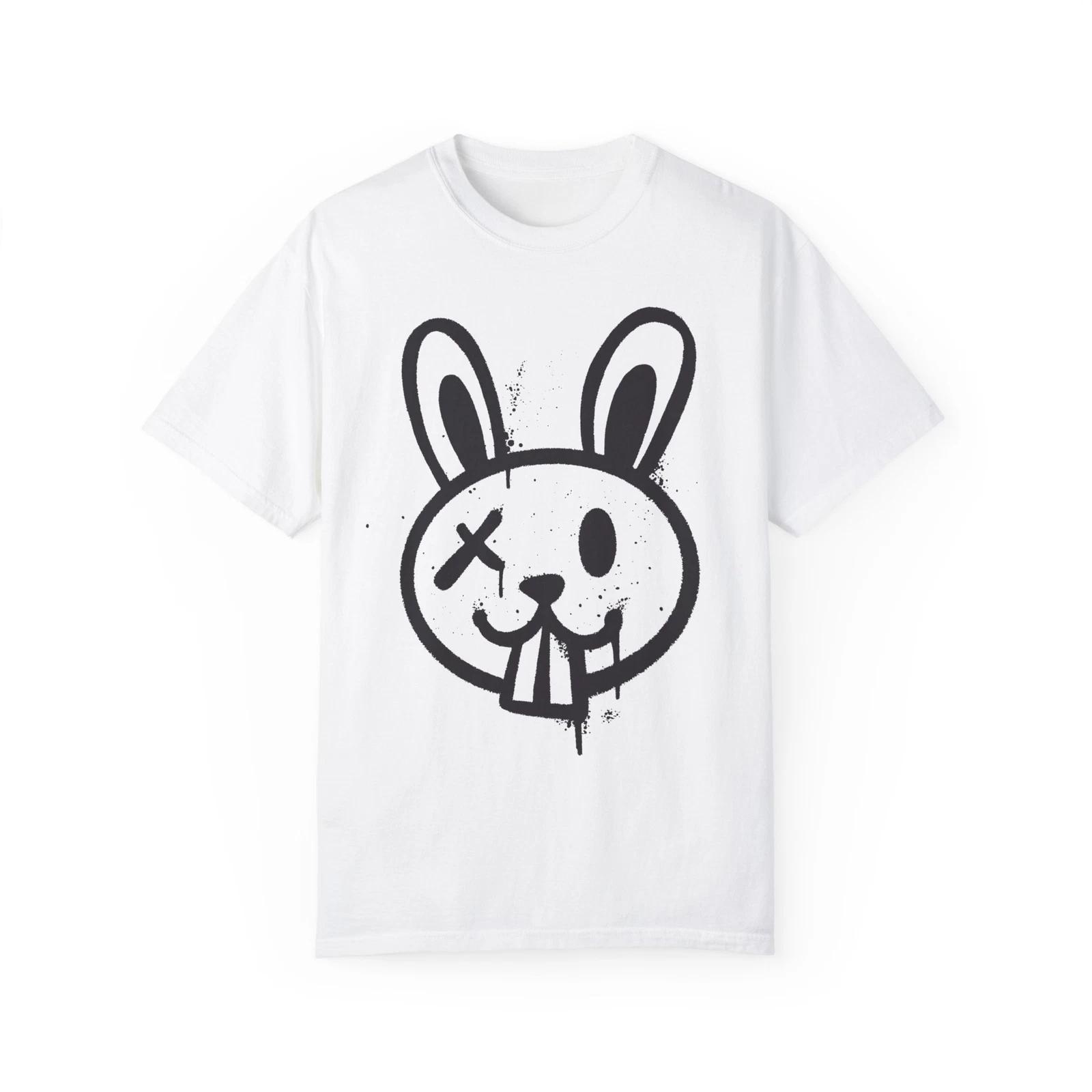 Rabbit Drawing Urban Graffiti Art Style :: Unisex Garment-Dyed T-Shirt M