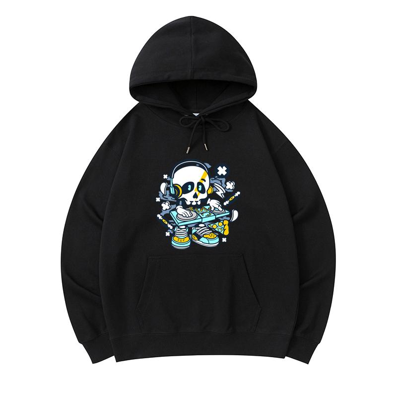 

300 GSM Men s Healthy Cotton Hoodies Skully The Dj Print Premium Cotton Sweatshirt