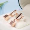 Fashion Glossy Dangle Earrings For Women  Rose Gold Color Simple Square Pendant Accessories Daily Fine Jewelry