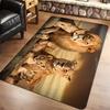 Lion King Pattern Flannel Doormat 3D Animal Family Floor Mat Soft Anti-slip Carpet for Living Room Bedroom Kids Room Decor