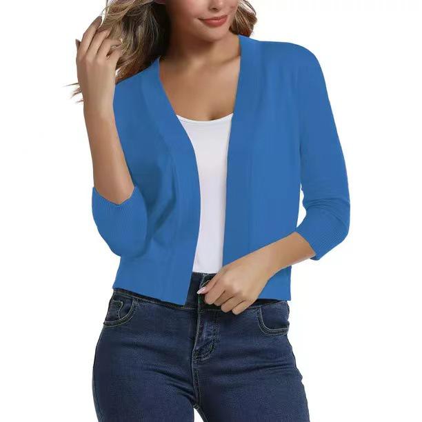 Versatile Women's Knit Cardigan Sweater - Simple, Short Jacket for Spring and Autumn