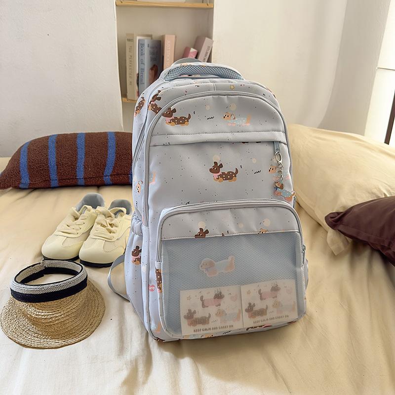 Campus schoolbag female junior high school student cute animal print backpack large capacity fresh and sweet high school student backpack