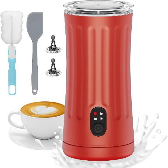 Electric Milk Frother, 4-in-1 Milk Steamer and Frother, 8.1oz/240ml Automatic Warm and Cold Foam Maker, Milk Warmer and Coffee Frother for Latte,