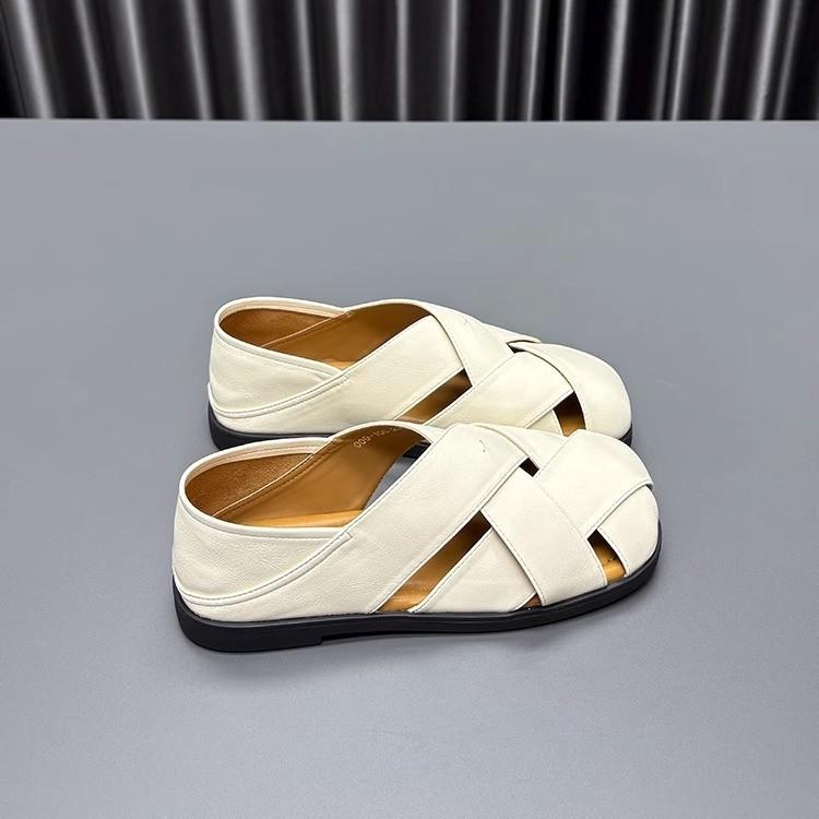 Leather Square Head Sandals Women's 2025 Summer New Hollow Retro Woven Fashion Versatile Two Wear Platform Roman Shoes