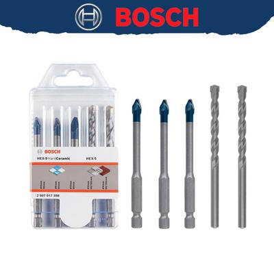 BOSCH 2607017598 Professionale HEX-9 HardCeramic + HEX-5 Set di Punte da Trapano 5 Pezzi Diametro 6/8 mm 90/100mm Punte per Cemento