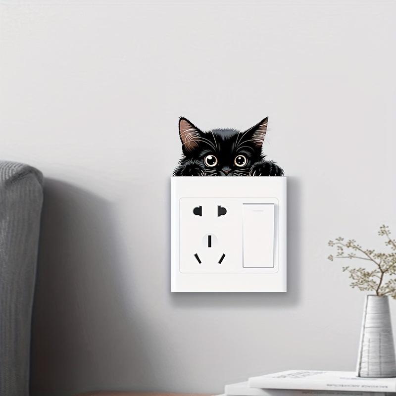 Witch Ghost Black Cat Switch Sticker, Supermarket Bedroom Festive Atmosphere Socket Decoration Waterproof PVC Sticker