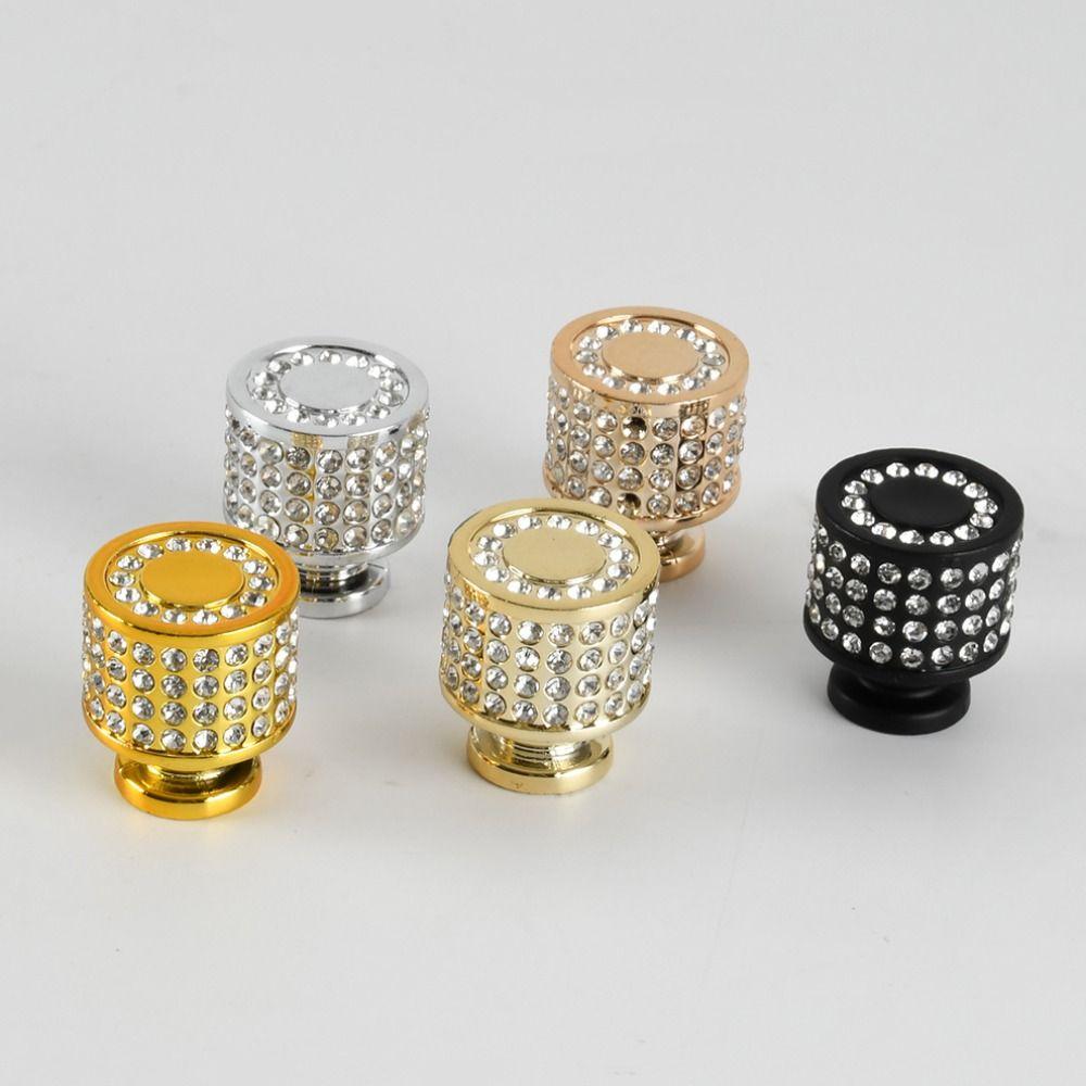 2PCS Single-hole Cabinet Door Handles Crystal Rhinestone Wardrobe Door Handle Simplicity Multiple Color Furniture Handles