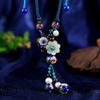 Chinese style retro short collarbone chain freshwater pearl agate glazed classical pendant simple temperament necklace women