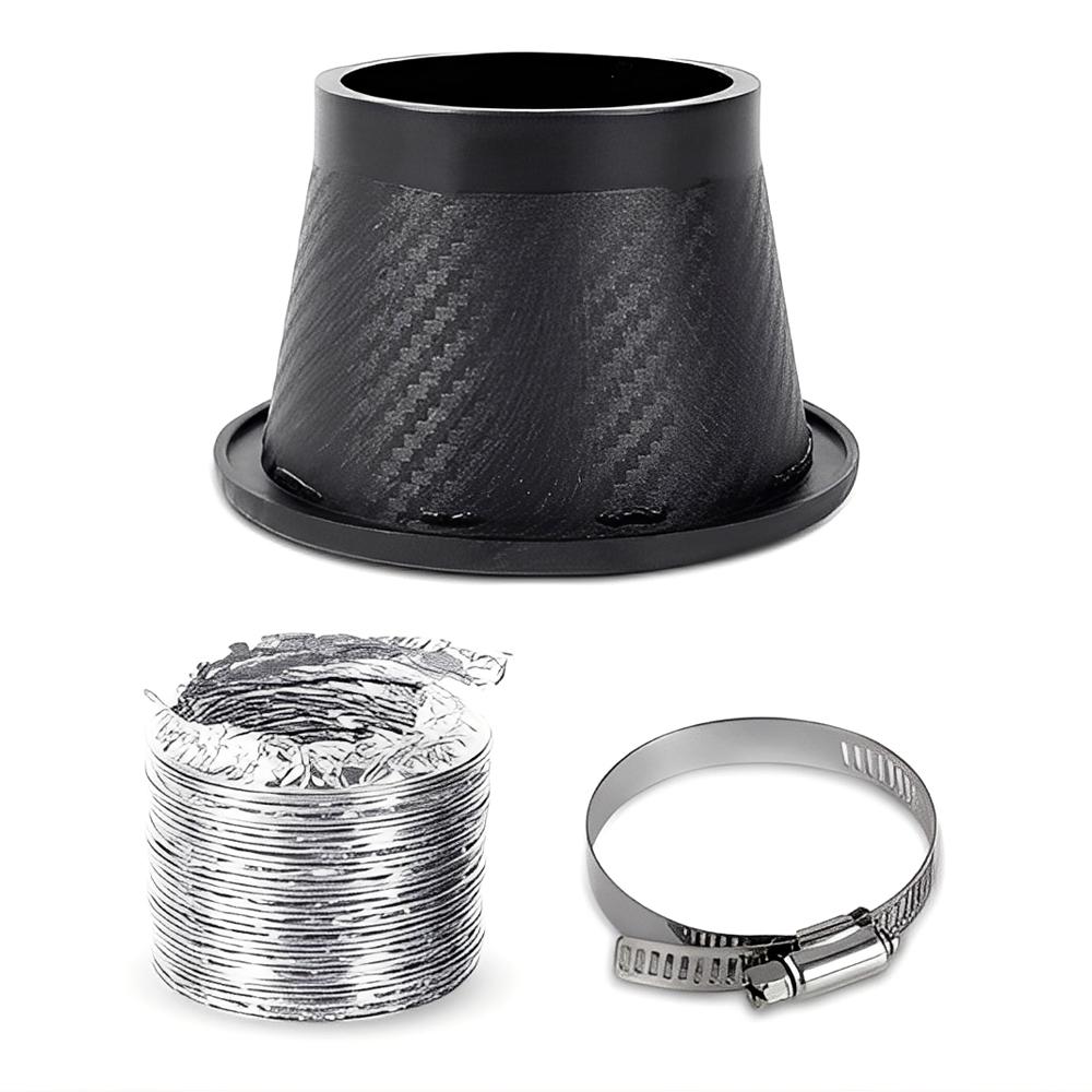 Car Front Bumper Air Intake Duct Funnel Universal Cold Air Inlet Pipe Kit Turbo Engine Brake Cooling ABS Auto Modification Parts Circular