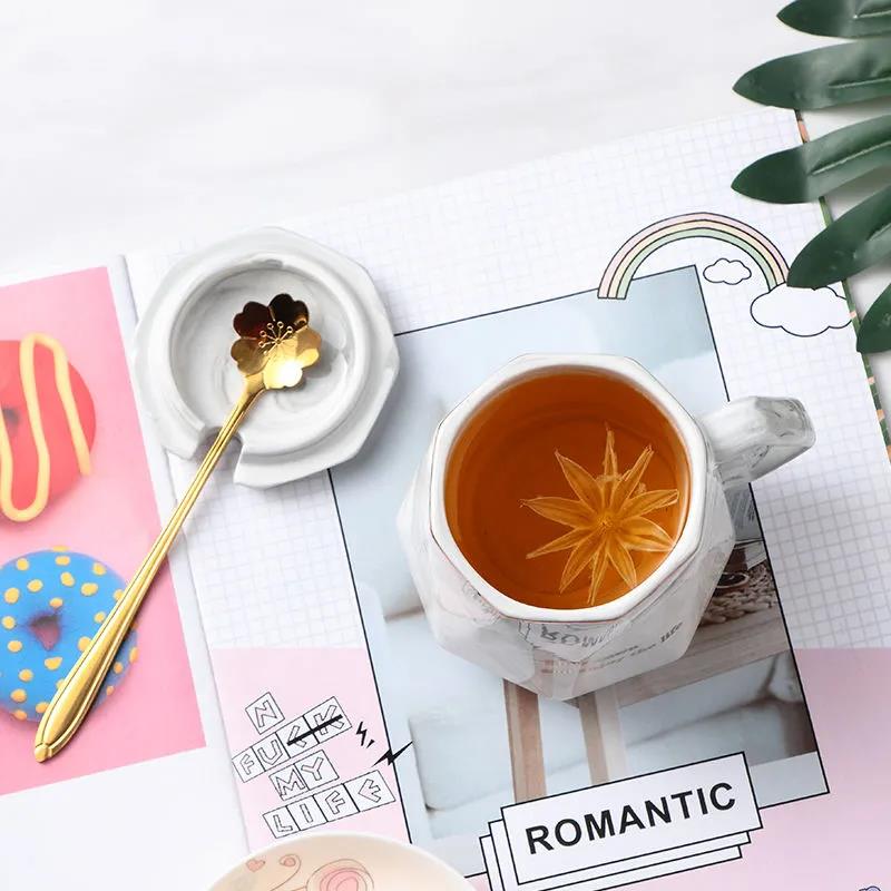 Tasse à café avec couvercle, cuillère, tasse en céramique, Style européen, étudiante coréenne, grande capacité, tasse à thé, eau potable à la maison