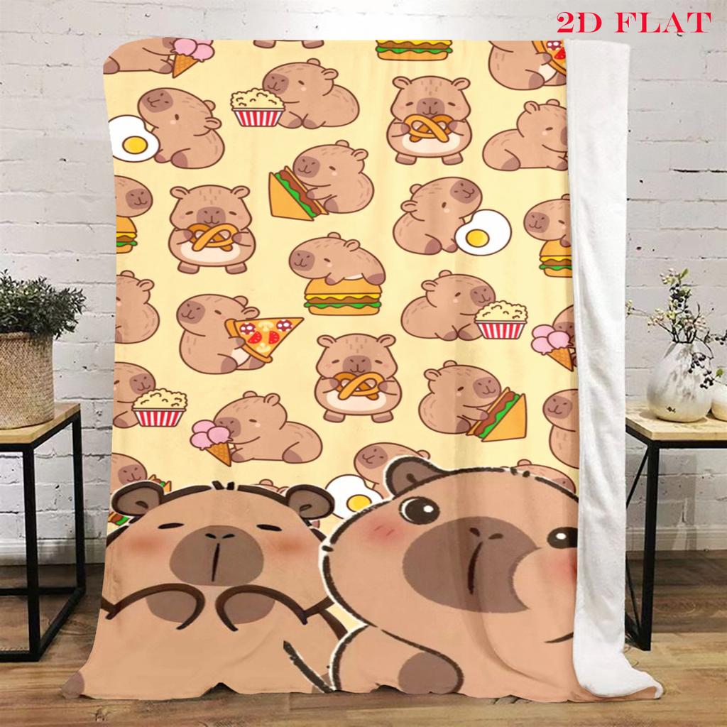 Adorable Capybara Moments Blanket Suitable for All Seasons Home Decor Christmas Gifts Digital Printing Office Rest Blanket