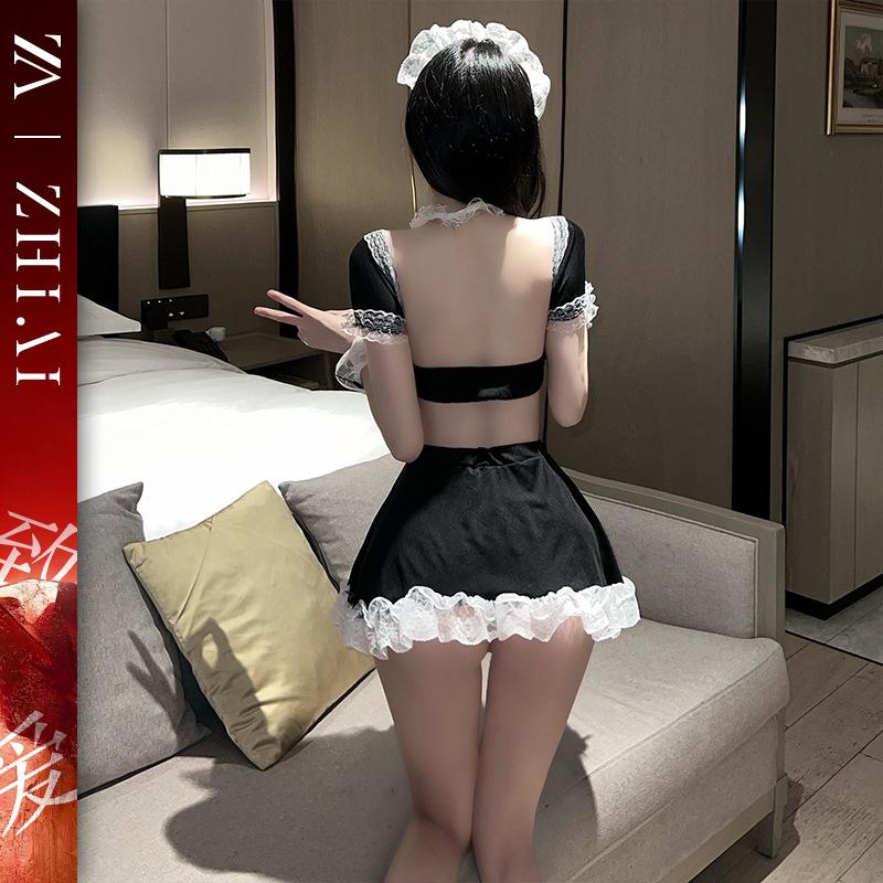 Sexy Lingerie Sexy Maid Dress Passion Cosplay Hot Breast Dress Pure Lust Temptation Uniform Free Set
