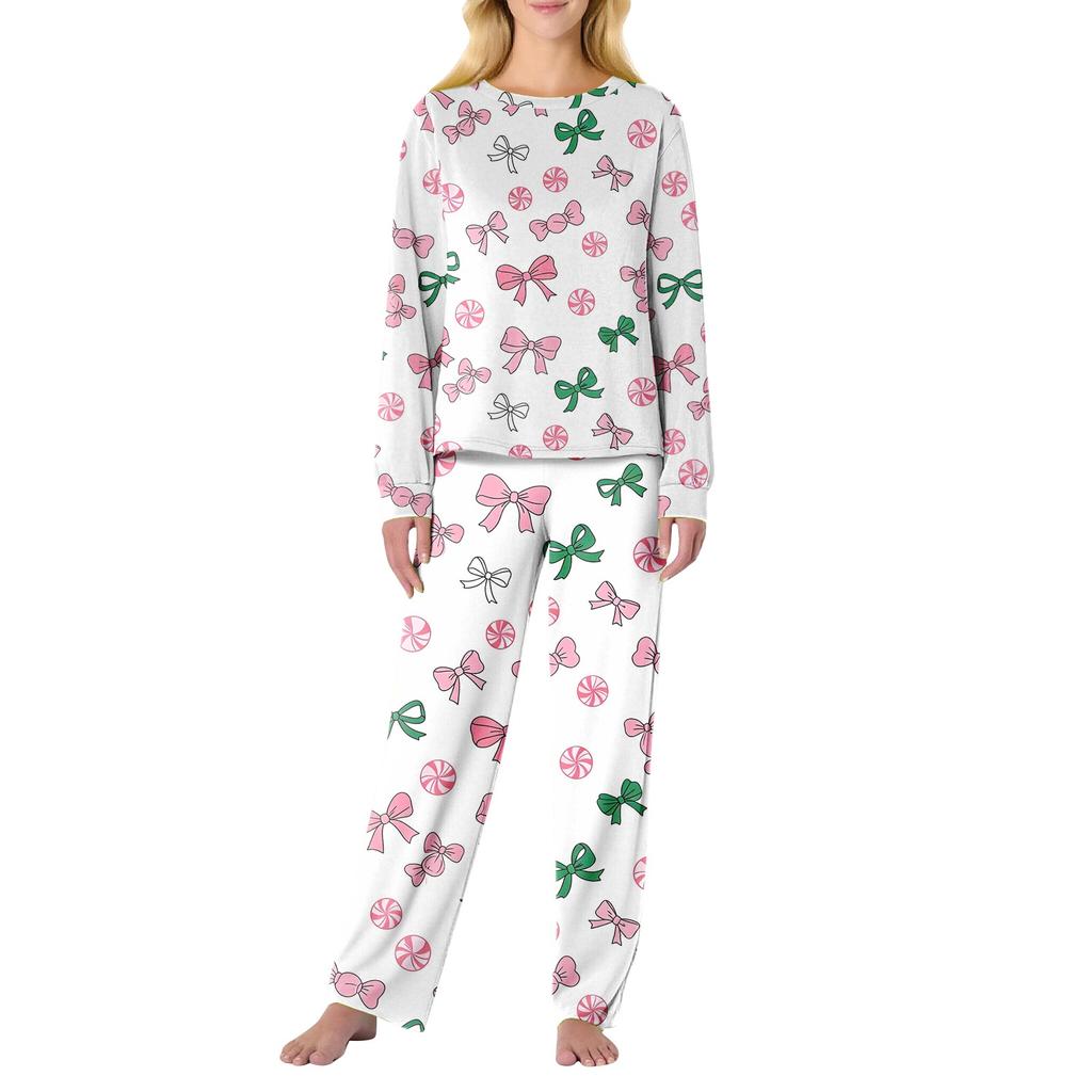 Women's Butterfly Print Long,Sleeved Pajama Set