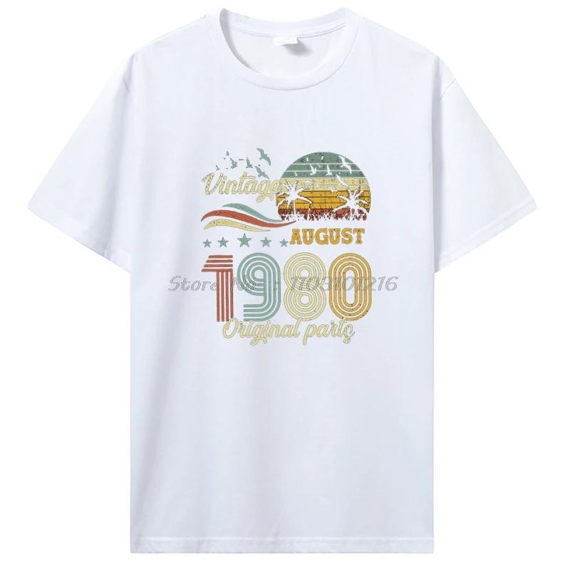 Vintage August 1980 Original Parts T-shirt Birthday Gift Tshirt Fashion Oversized T Shirt Clothing Unisex Cotton Tops