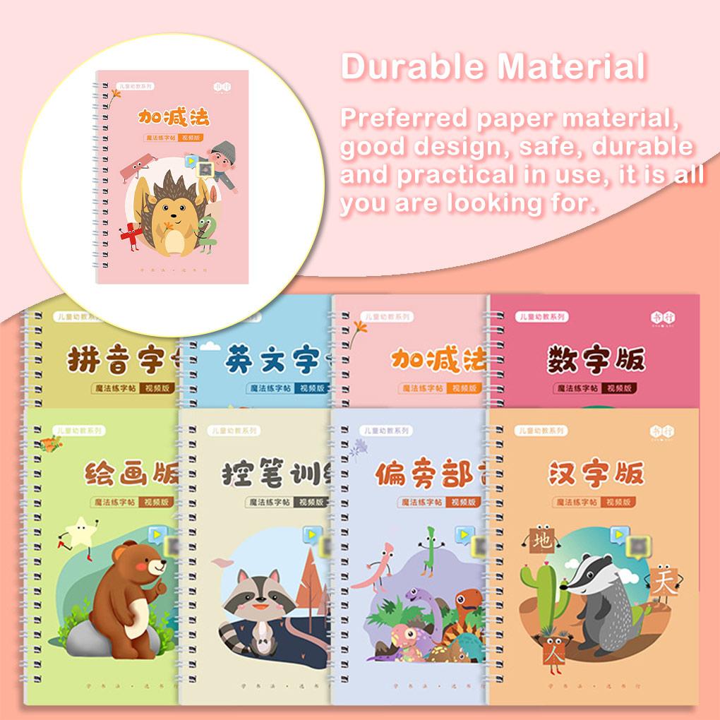 Handwrite Copybook Reusable Learning Pen Control Training Calligraphy Tools Practice Book for Kindergarten Household