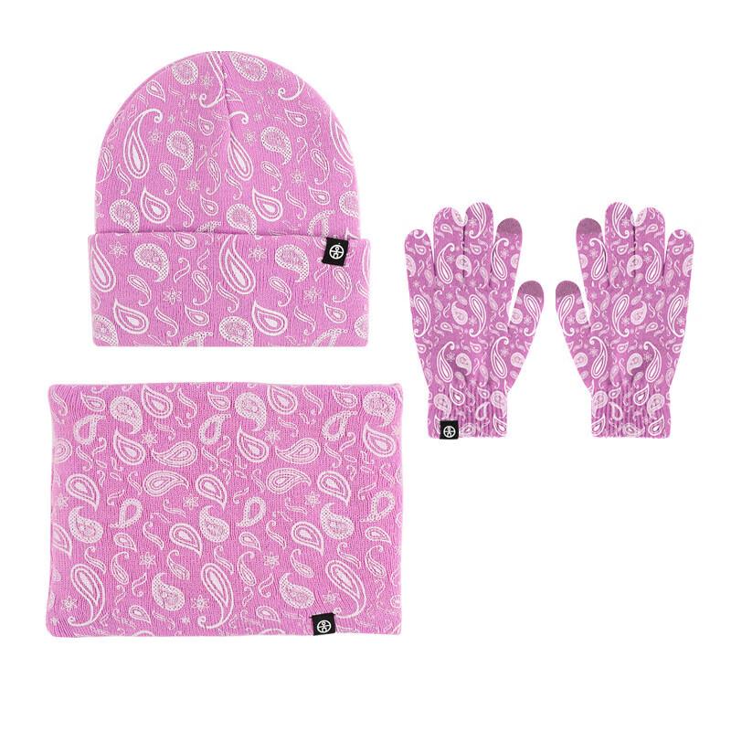 Autumn/Winter Paisley Knitted Hat, Scarf & Gloves Set