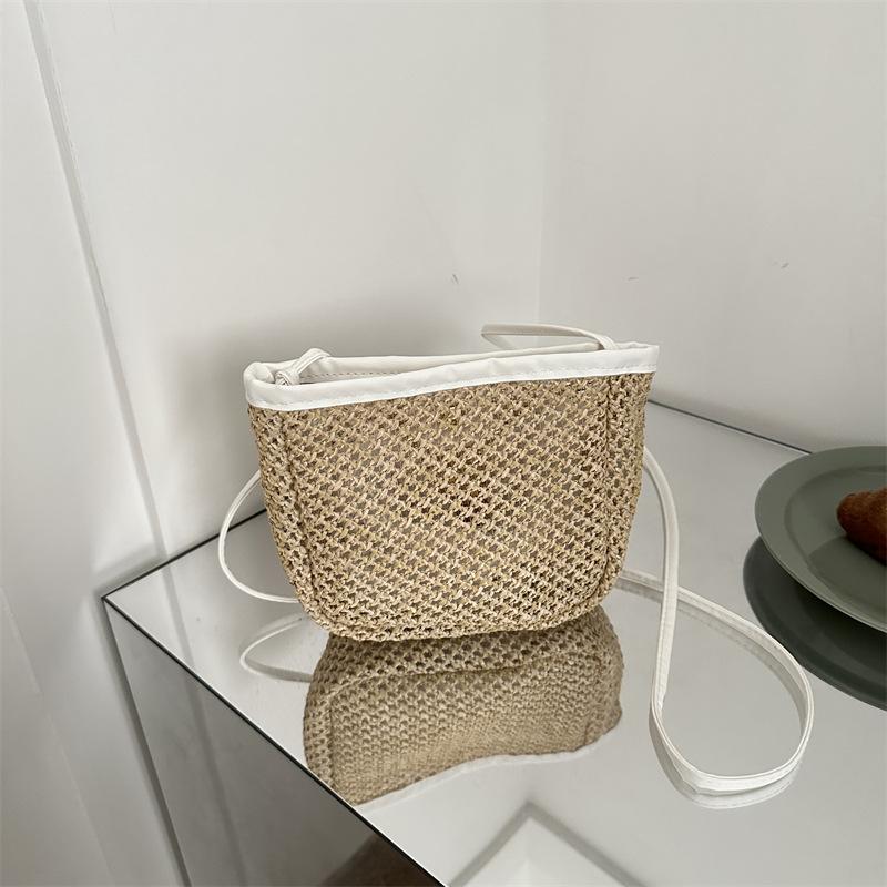2025 Summer New Fashion Straw Bag Handbag, Retro Literary One-shoulder Messenger Mobile Phone Bag Women's Bag