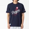 New Era Retro Hand-Drawn Letter Cotton T-Shirt Unisex Tops Navy-Blue 12715389