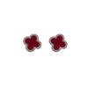 Full diamond flocking four-leaf clover flower stud earrings women's light luxury high-end temperament ear jewelry fashion simple temperament earrings