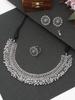 Jewellery Set for Women Oxidised Silver Tradtional Necklace Jewellery Set with Earrings , Rings and Nose Clip for Women