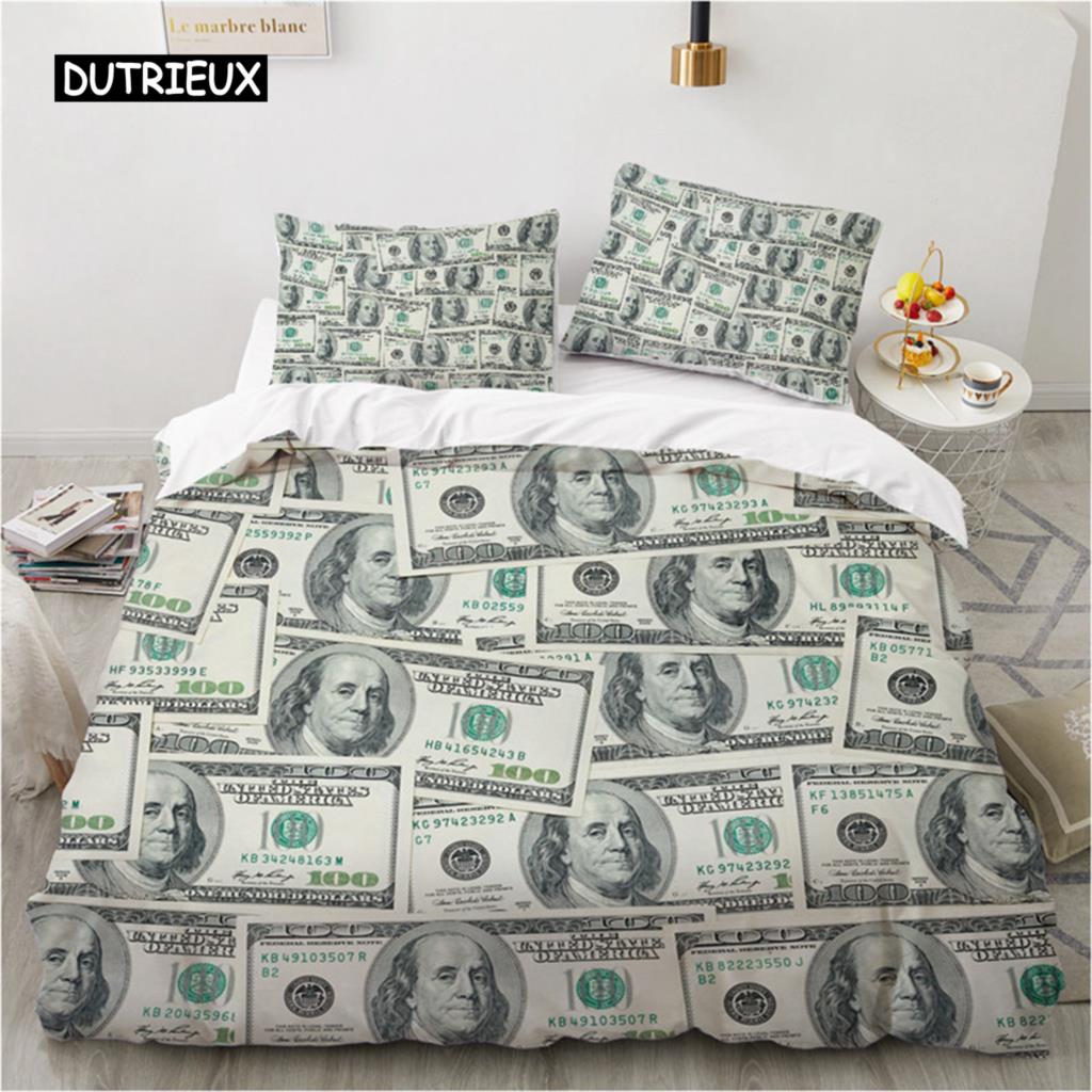 Dollar Money Duvet Cover Microfiber Dollar Bills Of United States Federal Reserve With The Portrait Of Ben Franklin Room Decor