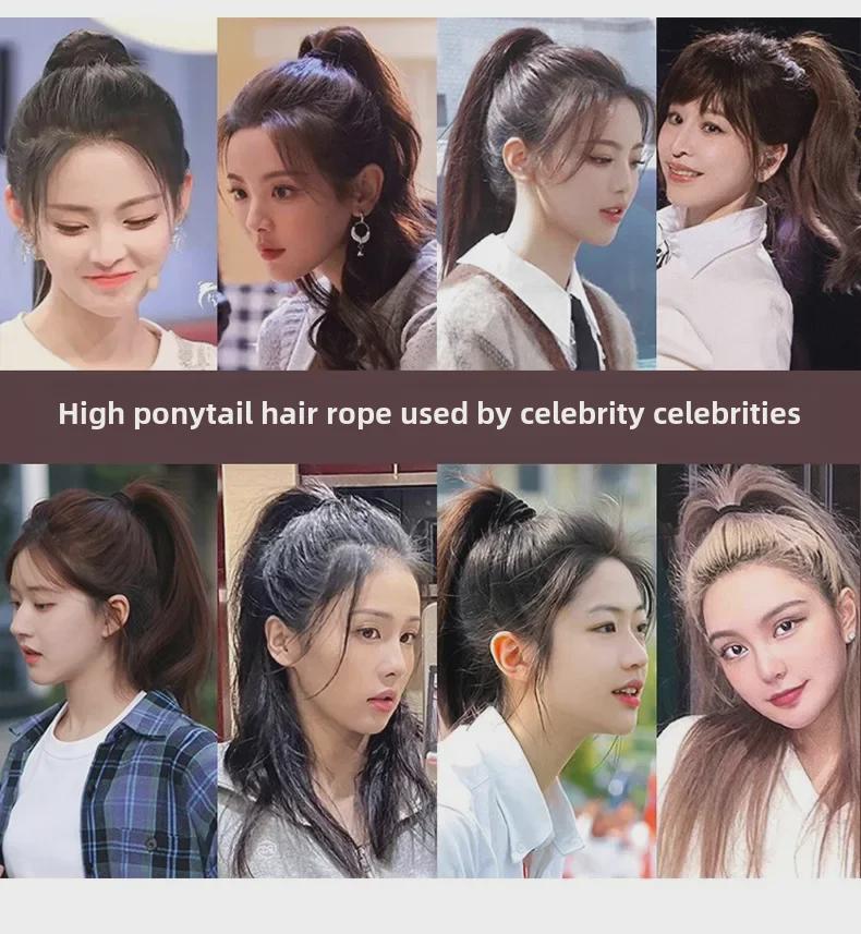 Hochelastisches, strapazierfähiges, nahtloses Haargummi für Damen - Schlichter Pferdeschwanzhalter mit Lederetui