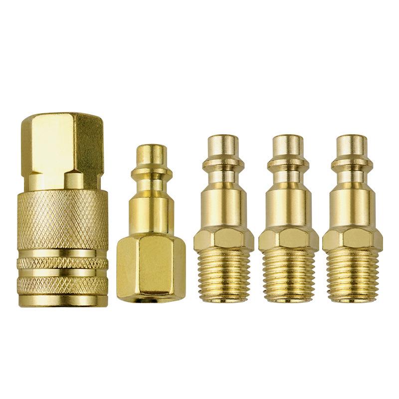 Five-Piece 1/4 NPT Female Quick Connect Air Hose Connector Set for Air Compressors