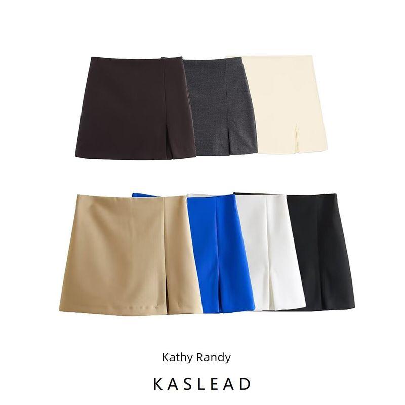 Kaslead New Arrival Women's Fashion Style Stylish Simple and Versatile Slit Hemline At Hem Culottes 1478041