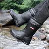 Men's Non-Slip, Waterproof Mid-Height Fleece-Lined Rain Boots for Fishing, Kitchen, Delivery, and More