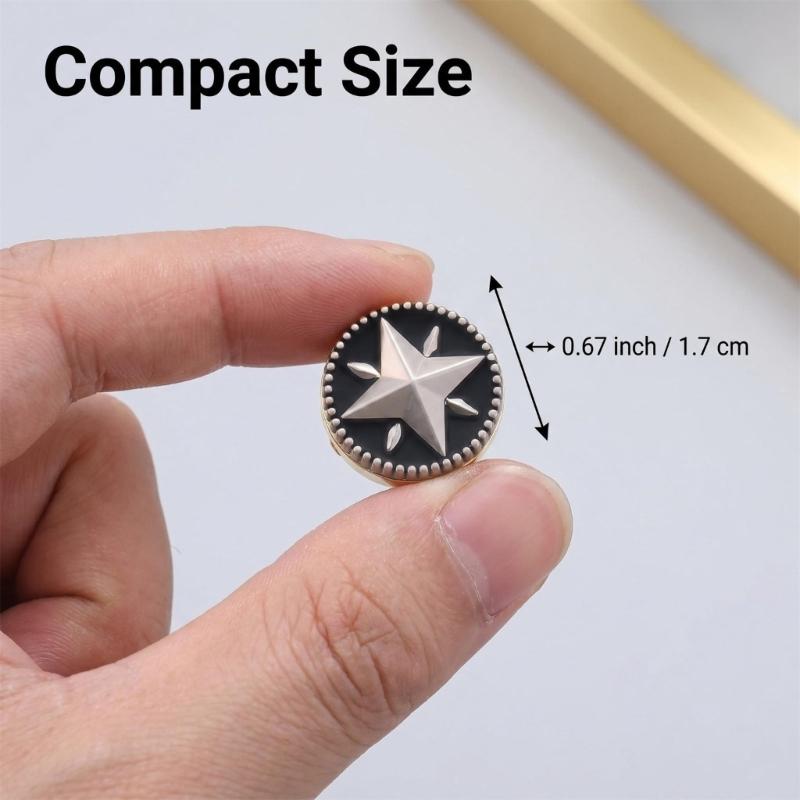Clip On Cufflink Raised Star Face Zinc Alloy Shirt Cuff Accessory for Business Wear, Formal Outfits and Gift Styling