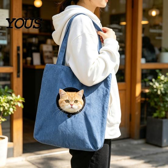 Anti Escape Pet Travel Backpack Cat Carrier Bag, Canvas Shoulder Bag with Adjustable Head Window, Safety Fashionable for Buckle, Cute Pig Print,