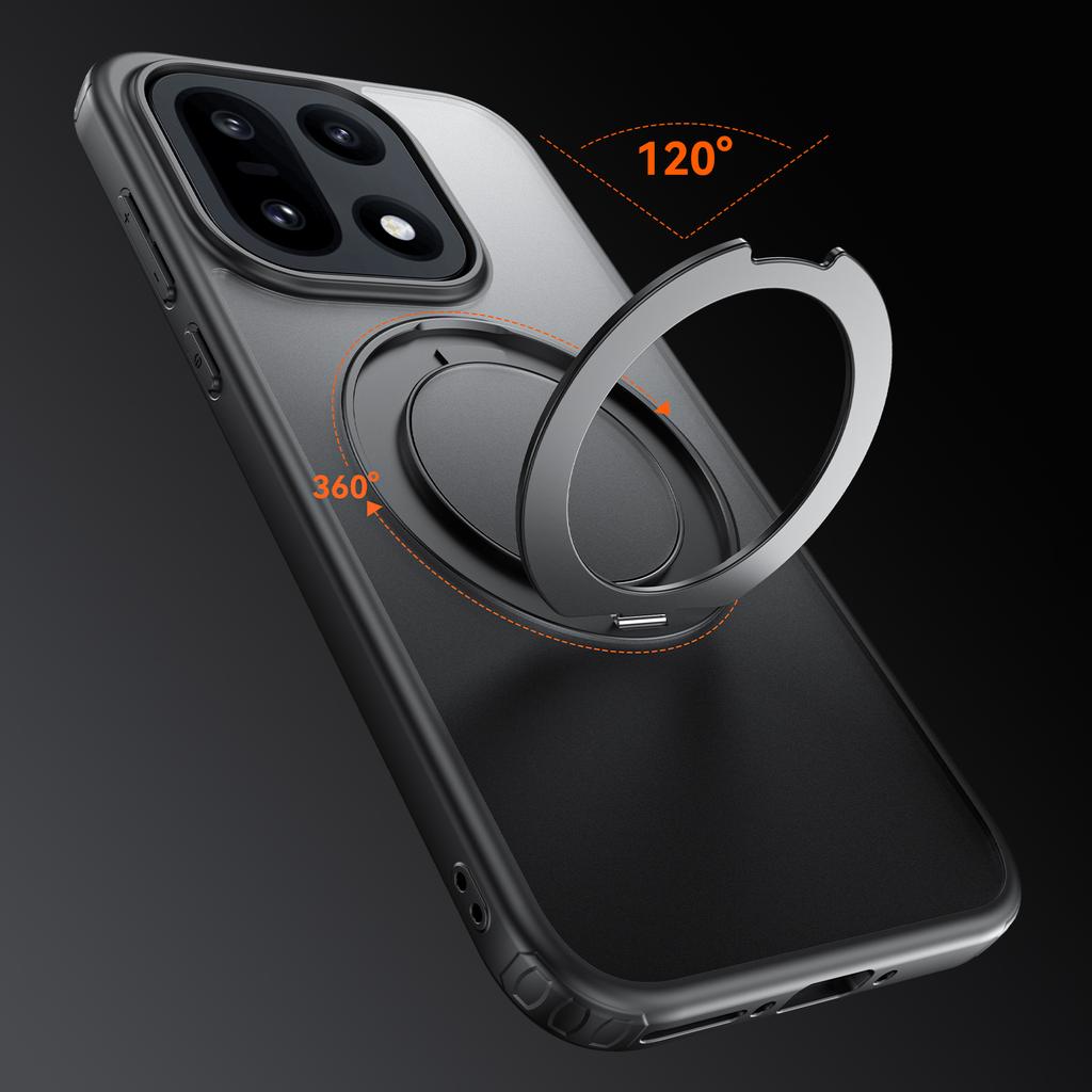 360° drehbarer magnetischer Metallring-Ständer Handyhülle für OnePlus 15 6,78 Zoll durchsichtige mattierte stoßfeste Hülle Coque Fundas