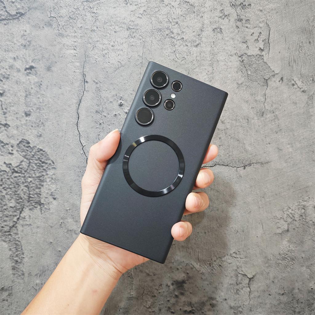 S25 Minimalist Ultra-thin PP Magnetic Suction Suitable for Samsung S23ultra Mobile Phone Case Matte S24U Transparent and Not Yellowing New