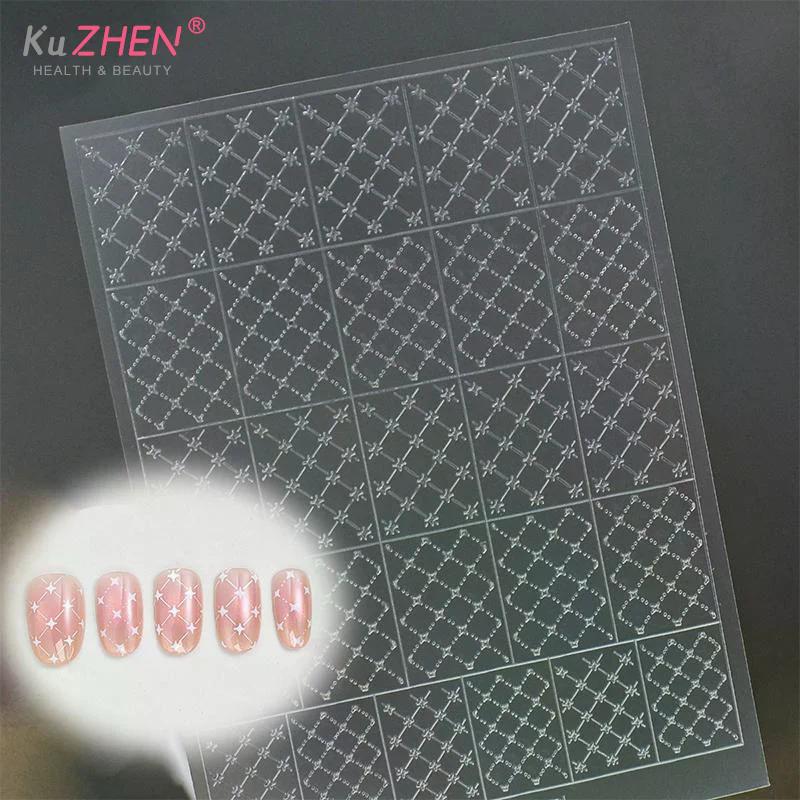French Stripe Rhombus Hollow Out Nail Art Stickers Template Stamp Manicure Decals Nail Charm Decoration DIY