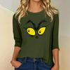 3/4 Sleeve Tops For Women T-Shirt Casual Christmas Print Tops T Shirt Round Neck Pullover Blouse