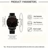 4-Piece Cuban Chain Business Fashion Men'S Steel Belt Simple Scale Quartz Watch Bullet Necklace Set