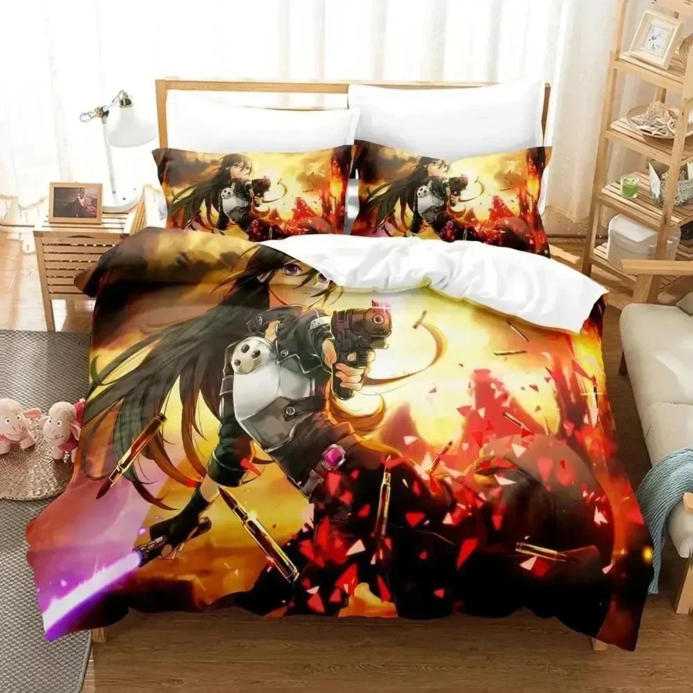 Luxury New 3D Print Anime Asada Shino Sword Art Online Bedding Set Duvet Cover Bed Set Quilt Cover Pillowcase Queen Boys Adult