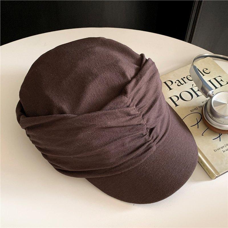 Japanese Lazy Retro Yamamoto Style Pleated Stacking Feeling Beret Women'S Spring And Autumn Versatile Breathable Big Head Circumference Newsboy Hat